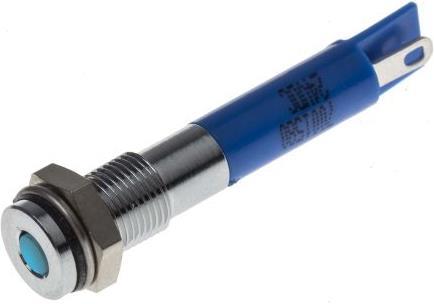 Produktbild RS PRO 6mm flush satin chrome LED, blue 24Vdc
