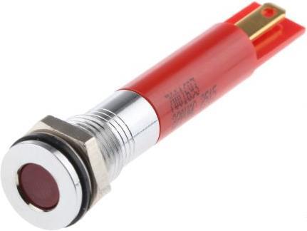 Produktbild RS PRO 8mm flush satin chrome LED, red 220Vac