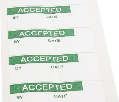 Immagine prodotto RS PRO Etichetta tess vin ver "ACCEPTED"38x15mm