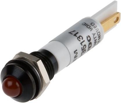 Produktbild RS PRO 8mm prom black chrome LED, orange 24Vdc