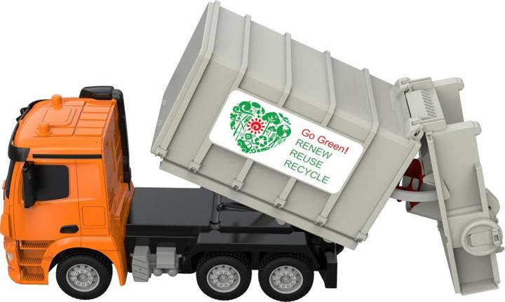 Actual product image Double Remote control RC garbage truck 1:26 (orange) Mercedes-Benz Antos E676-003