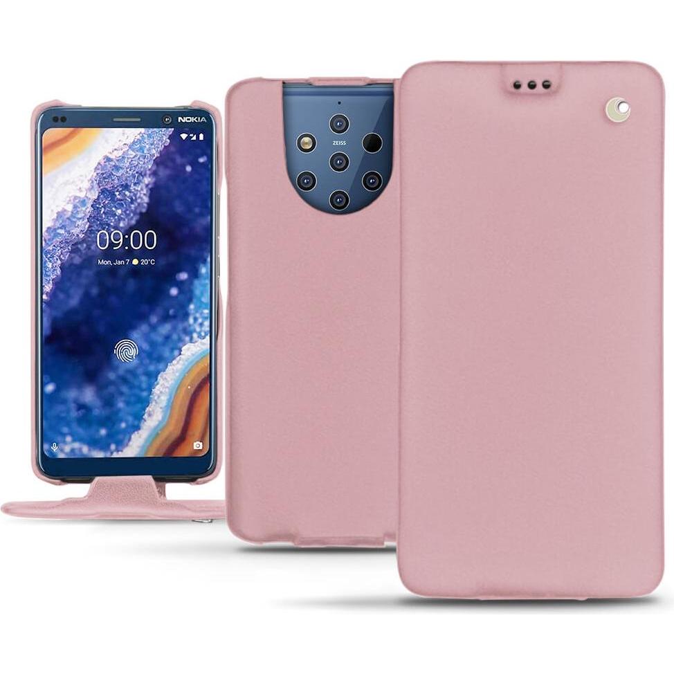 Noreve Lederschutzhülle vertikal (Nokia 9 PureView), Smartphone Hülle, Rosa