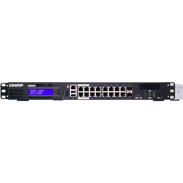 Thumbnail - QNAP QGD-1600P-8G, 16-Port PoE-Edge-Switch (16 Ports), Netzwerk Switch, Schwarz, Grau