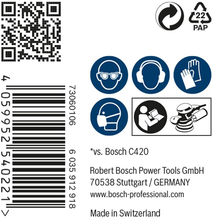 Image du produit Bosch Professional Zubehör Filet abrasif Expert M480 pour ponceuse excentrique, 125 mm, G 180, 50 pièces (180 degrés)