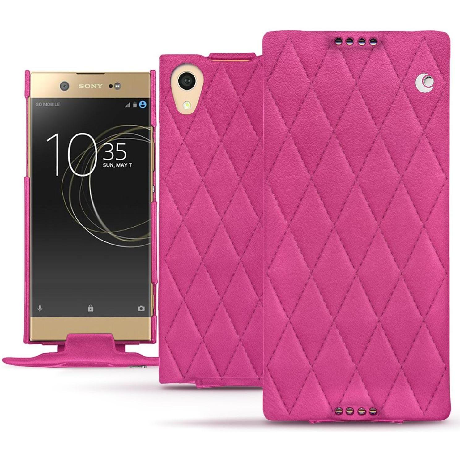 Noreve Lederschutzhülle vertikal (Sony Xperia XA1 Ultra), Smartphone Hülle, Rosa