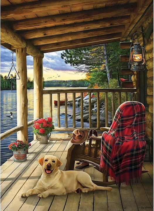 Actual product image Cobble Hill Puzzle 1000 pieces Cabin Porch (1000 pieces)