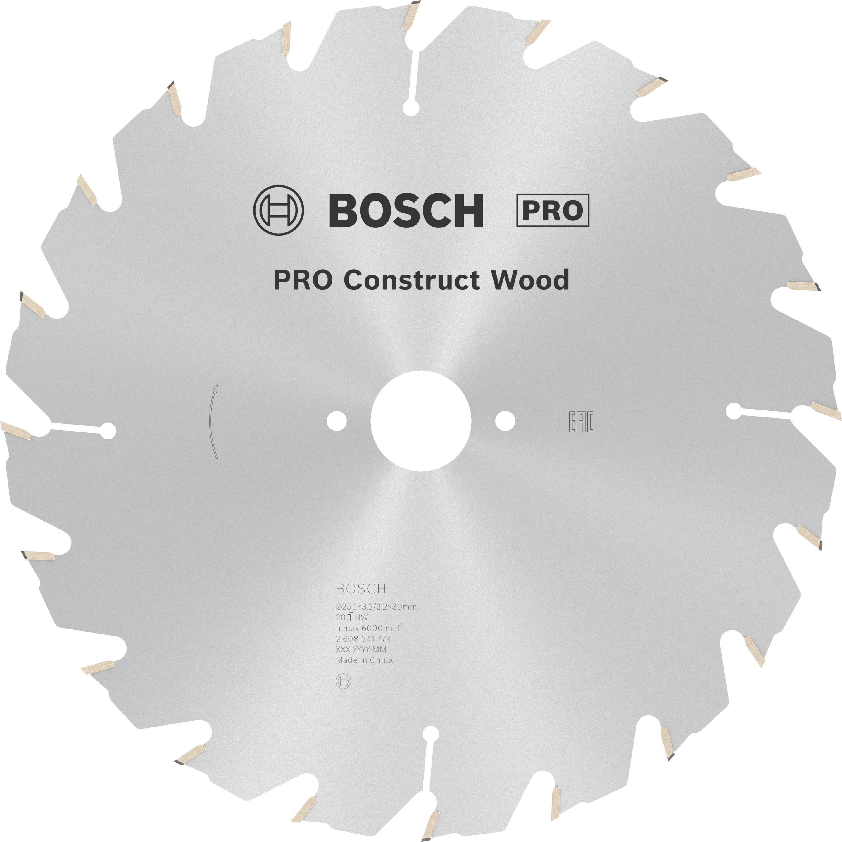Thumbnail - Bosch Professional Zubehör, Sägeblatt, PRO Construct Wood Kreissägeblatt, 250 x 3,2 x 30 mm