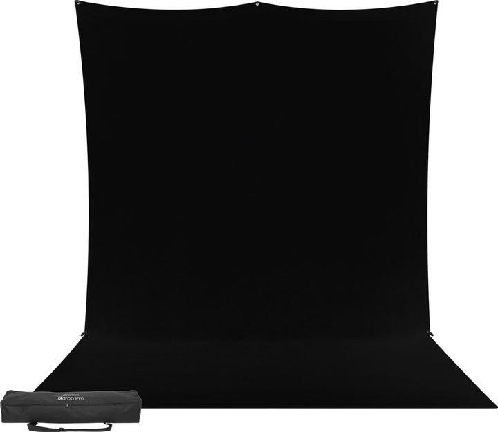 Westcott X-Drop Pro - Rich Black Sweep (8' x 13') Wrinkle-Resistant Backdrop Kit, 2.4 x 4m (240 cm, 1300 cm)