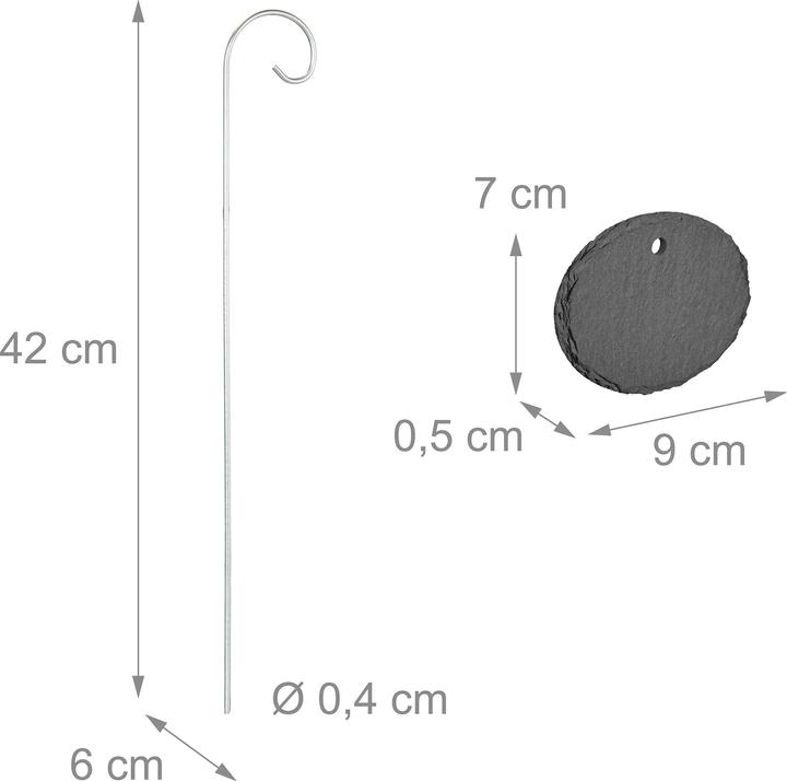 Immagine prodotto Relaxdays 12x Cartelli per piante in ardesia (6 cm, 9 cm)