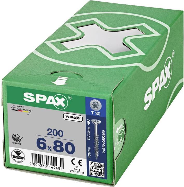 Actual product image Spax Senkmultikopf T-Star Plus T30 Teilgewinde Wirox (200 Screws per piece, 6 X 80 mm)