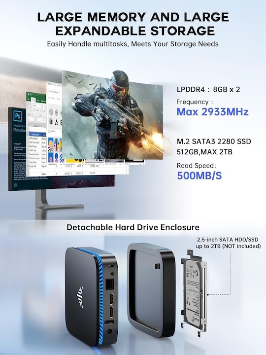 Produktbild AceMagic AK1PRO Mini PC N5105 (Intel Celeron N5105, 16 GB, 512 GB)