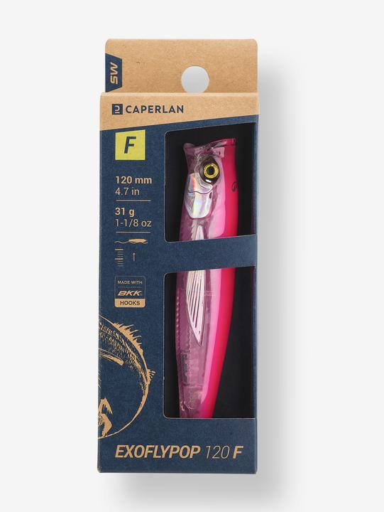 Actual product image Caperlan Oberflächenköder Popper Exofly Pop 12 cm rosa Meeresangeln (12 cm)