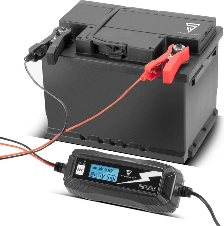 Image du produit Stahlwerk Batterieladegerät IBC-50 ST mit Mikroprozessor und 4 Lademodi (12V, 6V, 5 A)