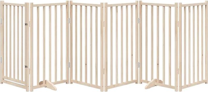 Produktbild vidaXL Hundetor mit Tür Faltbar Hundegitter Schutzgitter Weiss 4-tlg. Massivholz (6 cm)