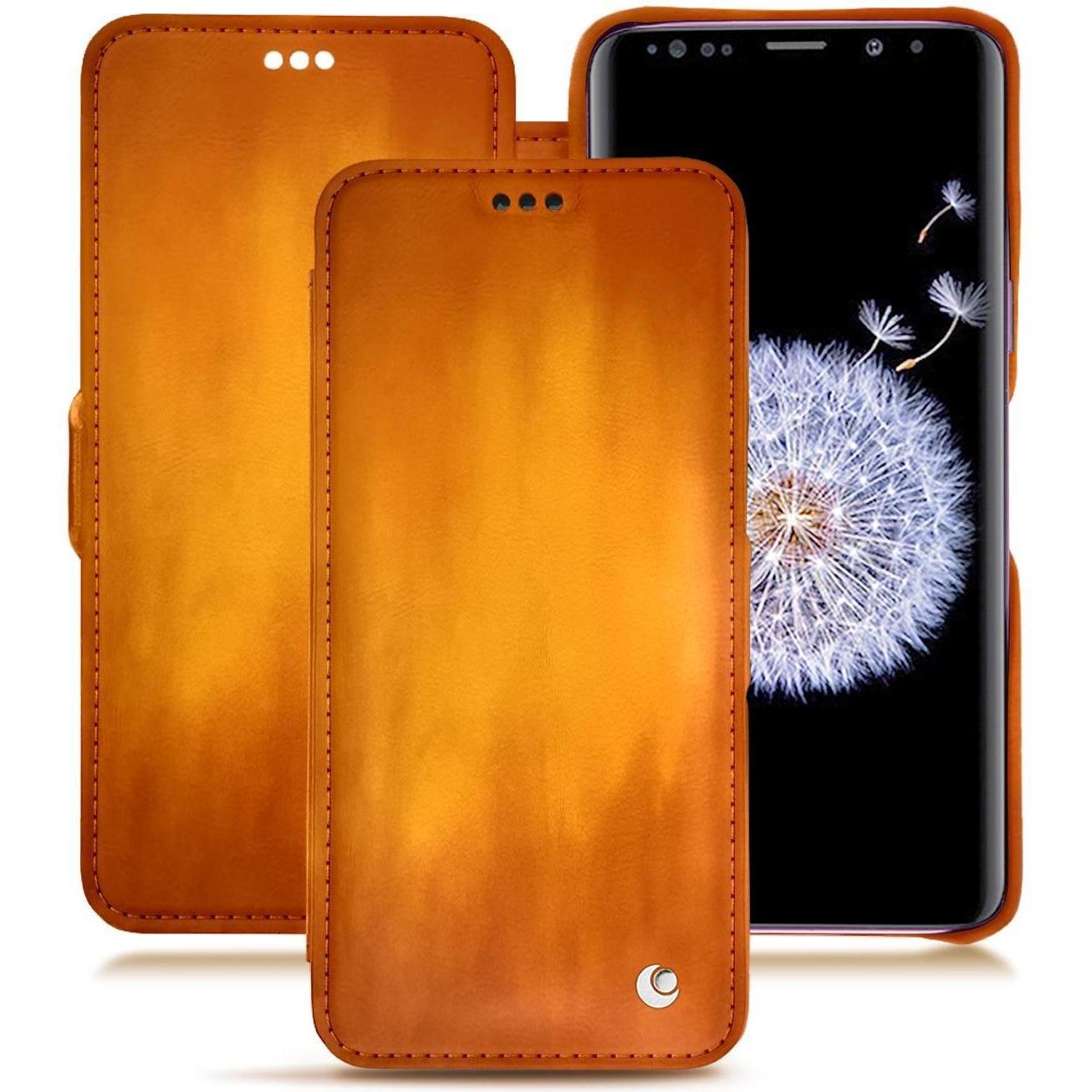 Noreve Lederschutzhülle horizontal (Samsung Galaxy S9+), Smartphone Hülle, Orange