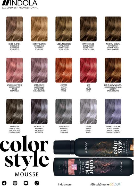 Actual product image Indola Profession Color Style Mousse colour chart