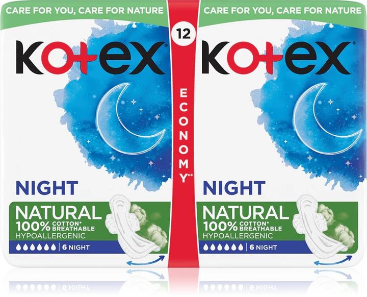 Produktbild Kotex Natural Night Pads - 12 Pads (12x)