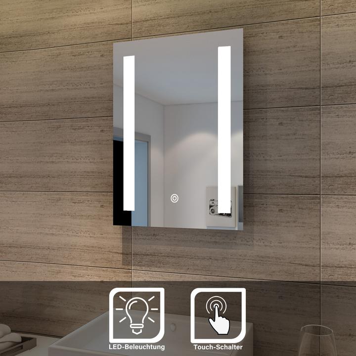 Actual product image SONNI Badezimmerspiegel LED-Spiegel (schräg) Kaltweiss IP44 energiesparend