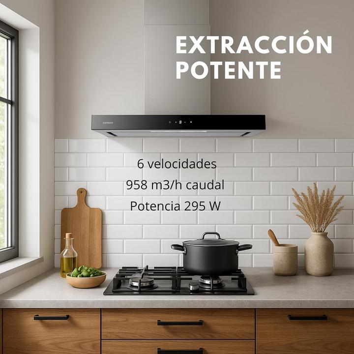 Image du produit Corbero Hotte décorative horizontale, débit 1000 m3/h, 3 vitesses, classe A++ (Hotte murale)