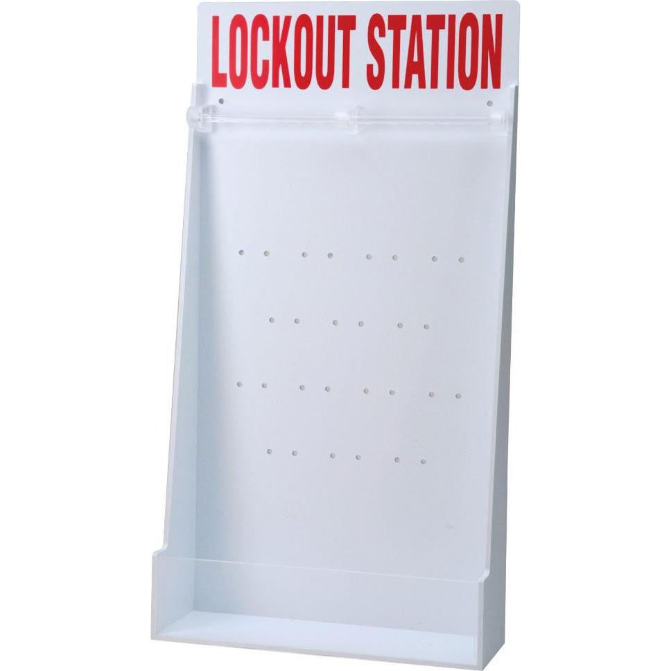 Brady, Accessori protezione sul lavoro, Stazione di blocco piccola, polistirolo, bianco, 591 x 311 x 97 mm, etichettatura: LOCKOUT STATION (