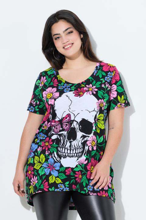 Produktbild Angel of Style T-Shirt, Totenkopf und Blumen, Halbarm (46)
