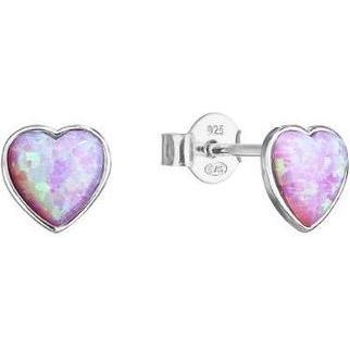 Evolution Group, Ohrringe, Silver earrings Hearts with opals 11337.3 pink (L), (Silber)