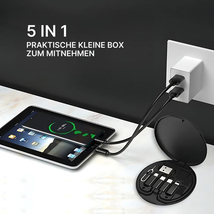 Image du produit Hermex 5-in-1 Kabelbox Adapter-Box USB-Etui Datenkabel-Set USB-Reisehülle (0.28 m, 60 W)