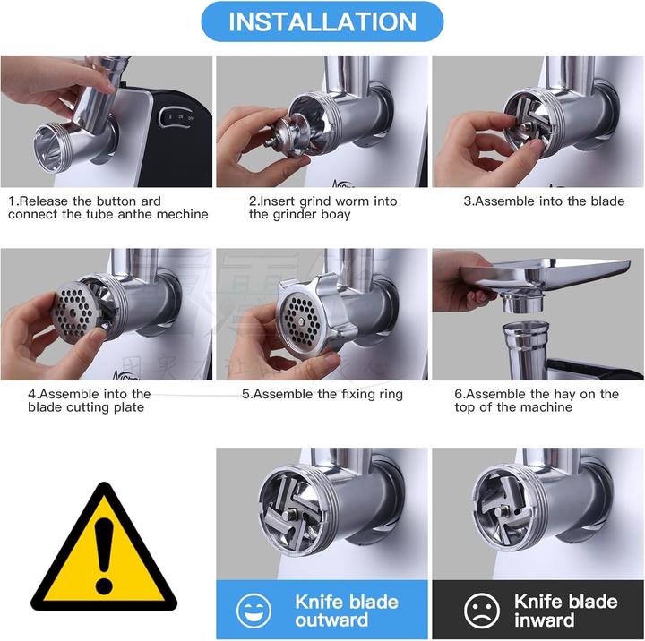 Actual product image Nictemaw Elektrische 5-in-1 Multifunktions-Küchenmaschine mit Gemüsehobel und Wurstfüller