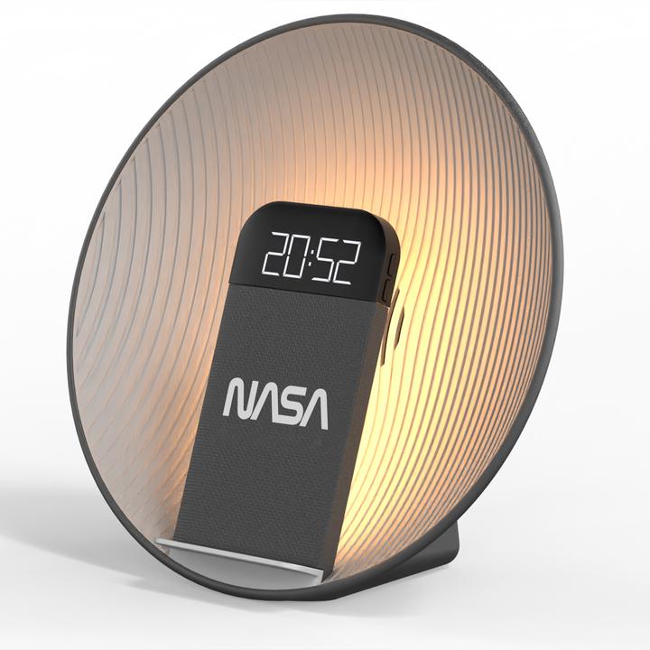 Produktbild Nasa Wecker, BT-Lautsprecher + Qi-Charger mit LED-Licht