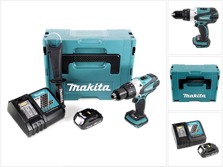 Produktbild Makita DDF 458 Y1J-D 18V Akku Bohrschrauber 91 Nm im Makpac mit 1x BL1815N 1,5 Ah Akku und DC18RC La