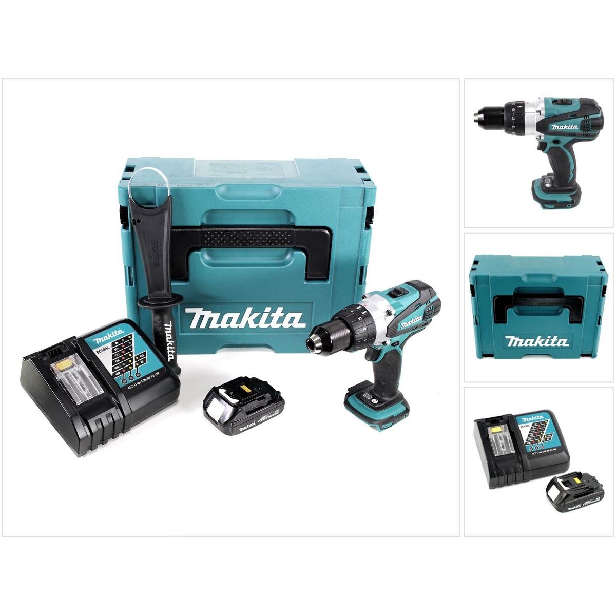 Makita, Trapano + Avvitatore a batteria, DDF 458 Y1J-D Trapano avvitatore a batteria da 18V 91 Nm in Makpac con 1x batteria BL1815N 1,5 Ah e
