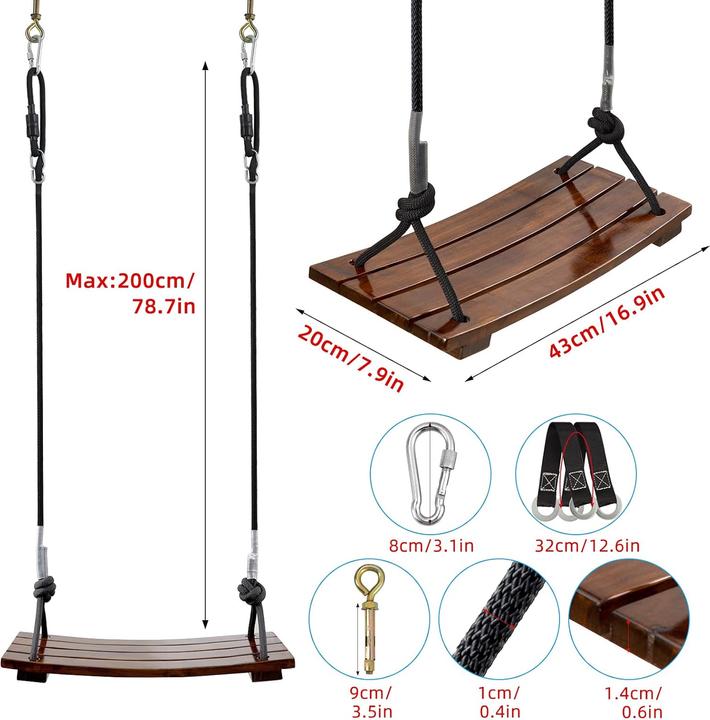 Produktbild Pellor Holzschaukel mit verstärkter Schnalle (bis 200 kg)