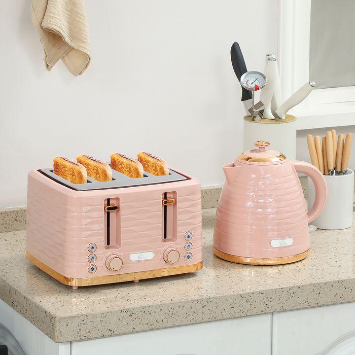 Immagine prodotto Swisshandel24 2-in-1 Toaster- und Wasserkocher-Set, 7 Bräunungsstufen, Auftau- und Aufwärmfunktion, Rosa (1.70 l)