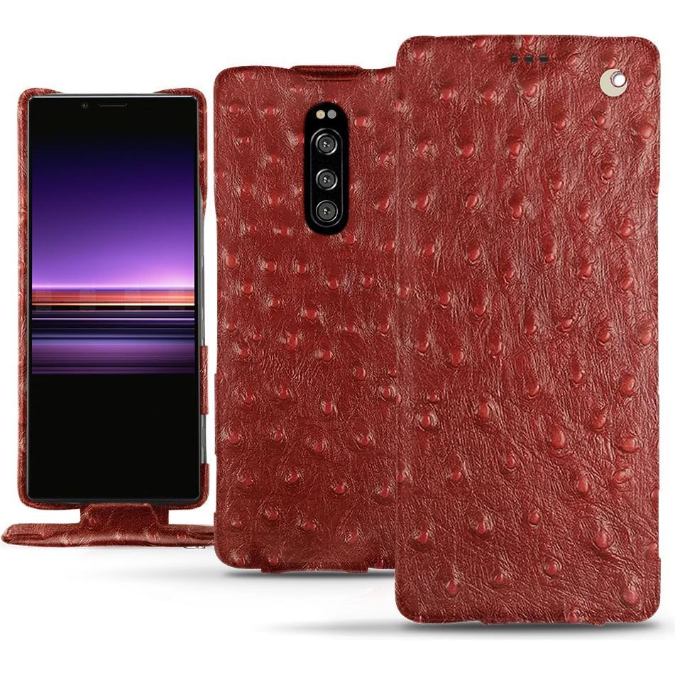 Noreve Lederschutzhülle vertikal (Sony Xperia 1), Smartphone Hülle, Rot