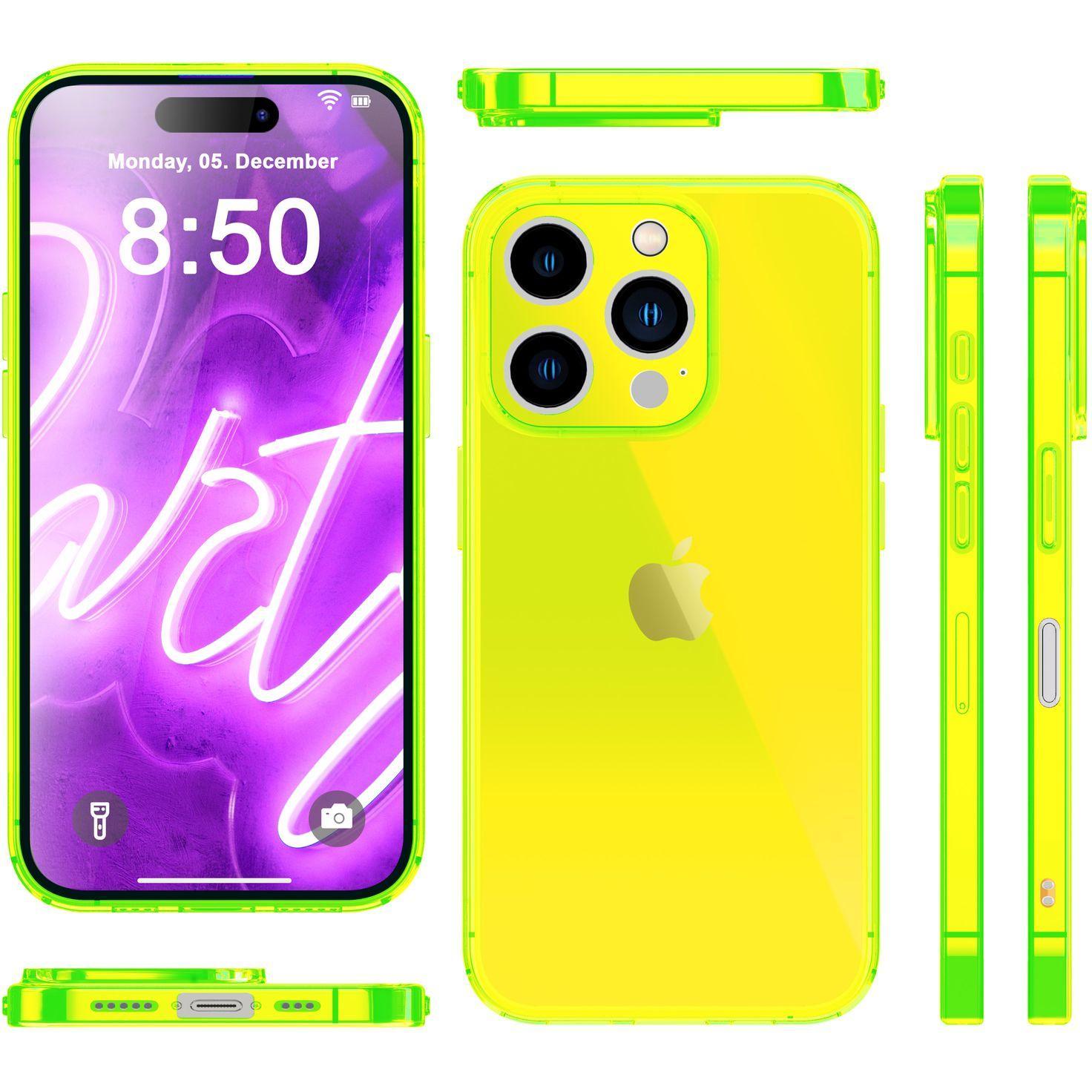 Thumbnail - Nalia Klar Transparente Neon Silikon Hülle (Apple iPhone 16 Pro Max), Smartphone Hülle, Gelb