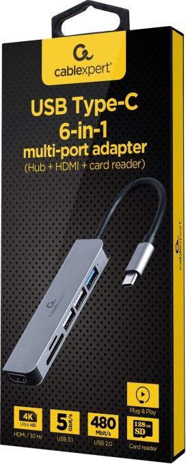 Actual product image Gembird A-CM-COMBO6-02 (USB-C, 6 ports)