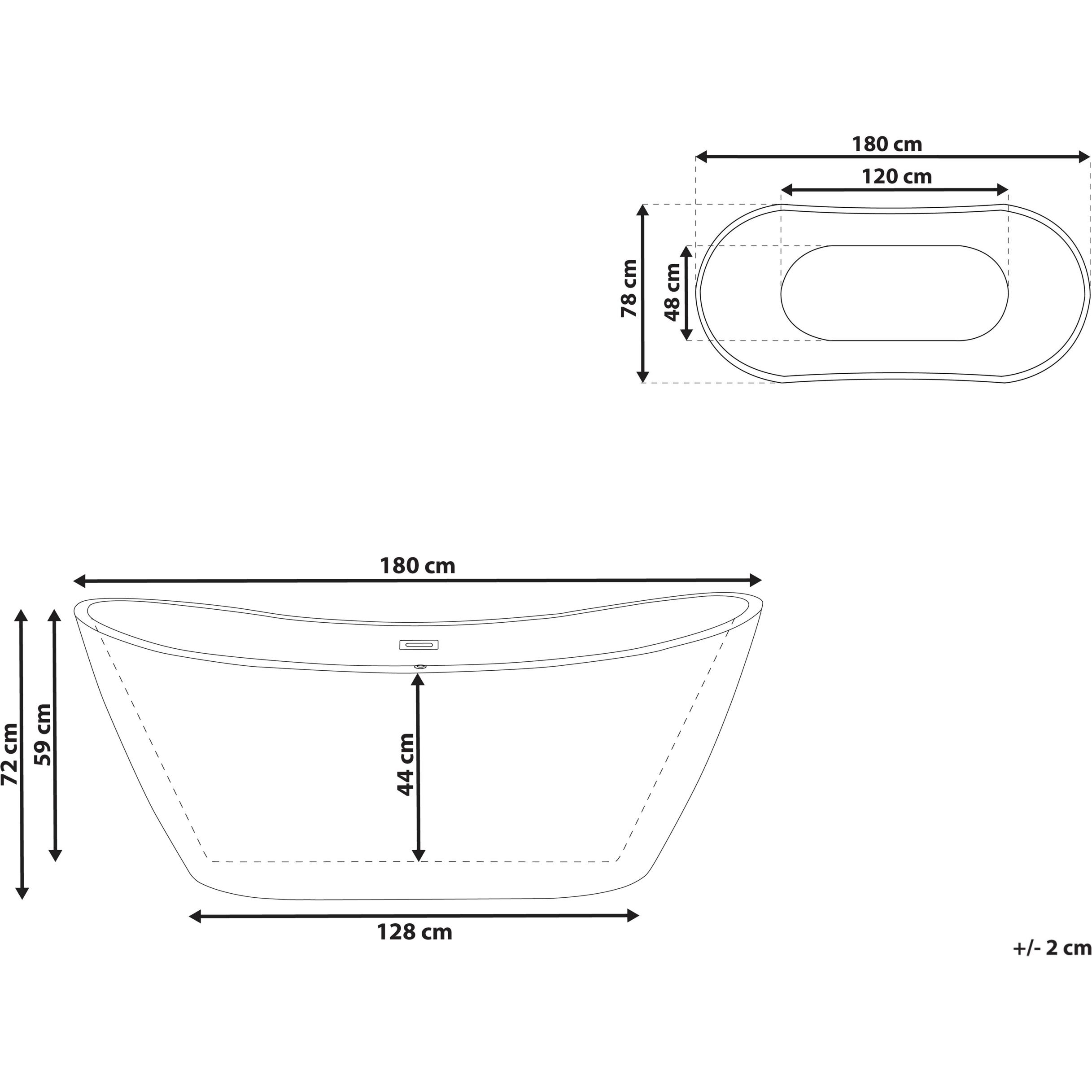 Thumbnail - Beliani, Badewanne, Badewanne freistehend weiss oval 180 x 78 cm ANTIGUA (253 l, 180 cm, 78 cm)