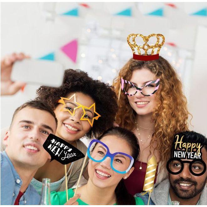 MU Style Photo Booth Set d'accessoires Nouvel An (22 pièces) Galaxus