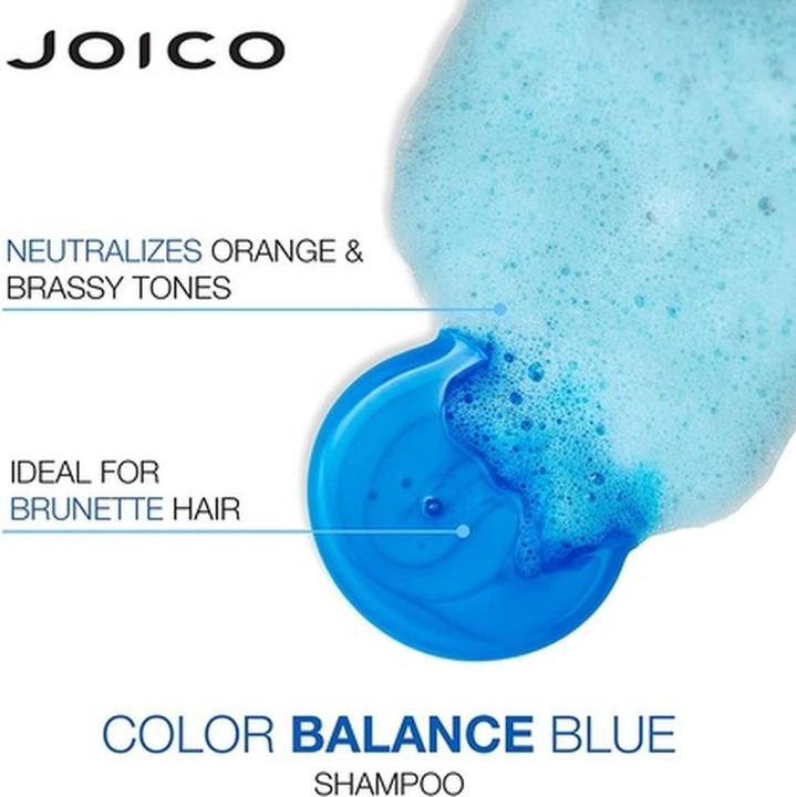 Image du produit Joico Shampooing Color Balance Blue pour cheveux bruns éclaircis 33.8 Fl Oz avec huile de rose musquée et (Shampoing liquide)