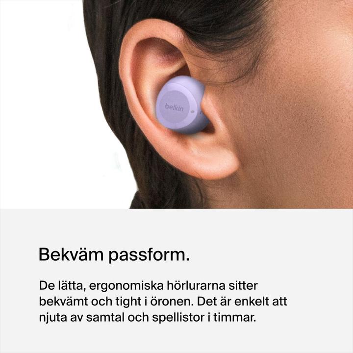 Produktbild Belkin wireless soundform bolt tws hellviolett (Keine Geräuschunterdrückung, 28 h, Kabellos)