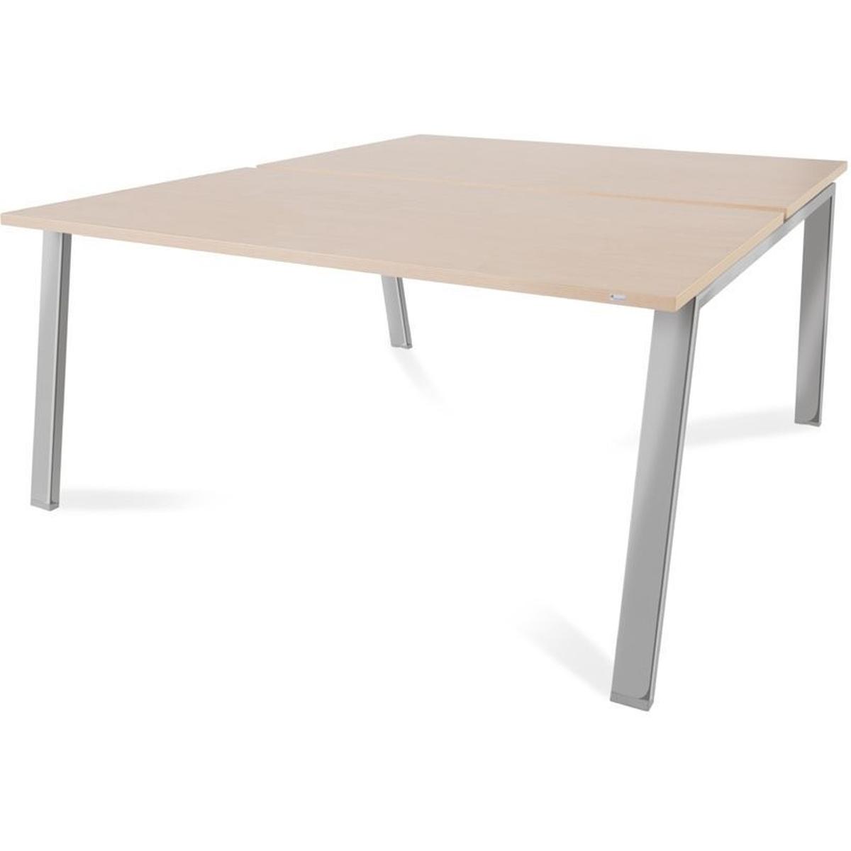 Rocada, Schreibtisch, Mehrfacharbeitstisch Blanca BxTxH 160x163x73cm Gestell verchromt Platte Melamin buche