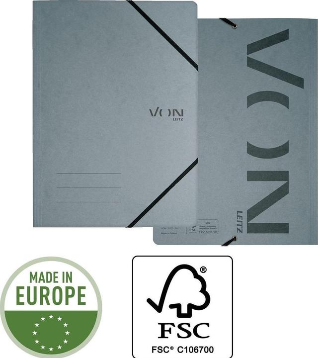 Produktbild von Gummibandmappe A4, Grau, 5 Stück (A4, 5x)