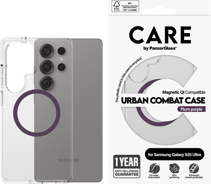 Produktbild PanzerGlass CARE by ® Flagship Case Transparent Urban Combat m. Plum Purple Qi Compatible Samsung Ga (Samsung Galaxy S25 Ultra)