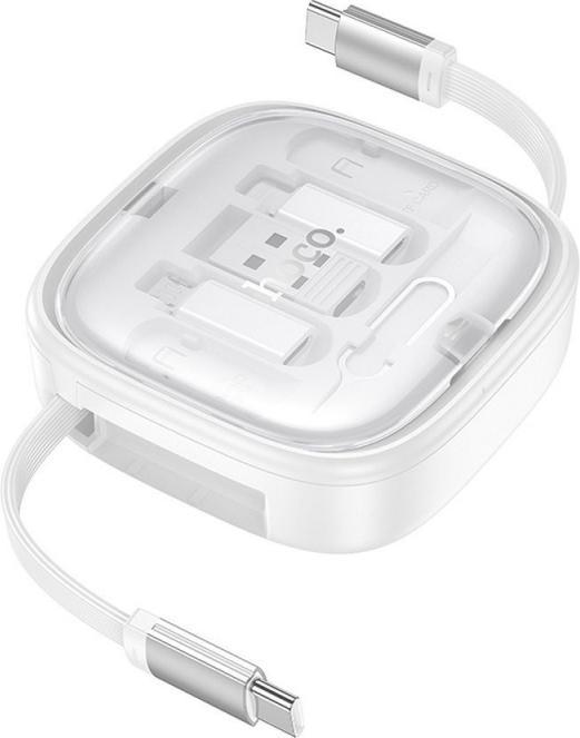 Produktbild Hoco Cable cable All-in-one retractable charging data cable set PD 3A 60W U140 0,95 m white (1 m, 60 W)