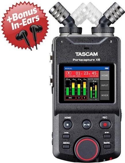 Tascam Portacapture X6 Audio-Recorder + Bonus In-Ear Kopfhörer (Handheld, Mehrspurrecorder)