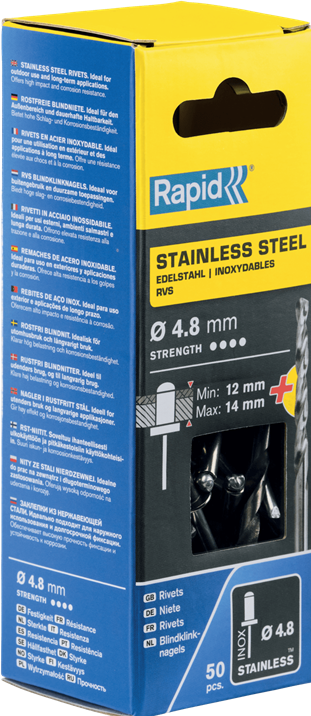 Productafbeelding Rapid NIETE INOX 48X18MM Blindklinknagels roestvrij A2incl. boor Ø 4,8x18 mm