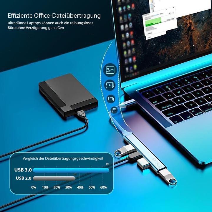 Produktbild Inca Adapter IUSB-04TX Typ C USB Eingang, 2.0/3.0 Ausgang (USB-C, 4 Ports)