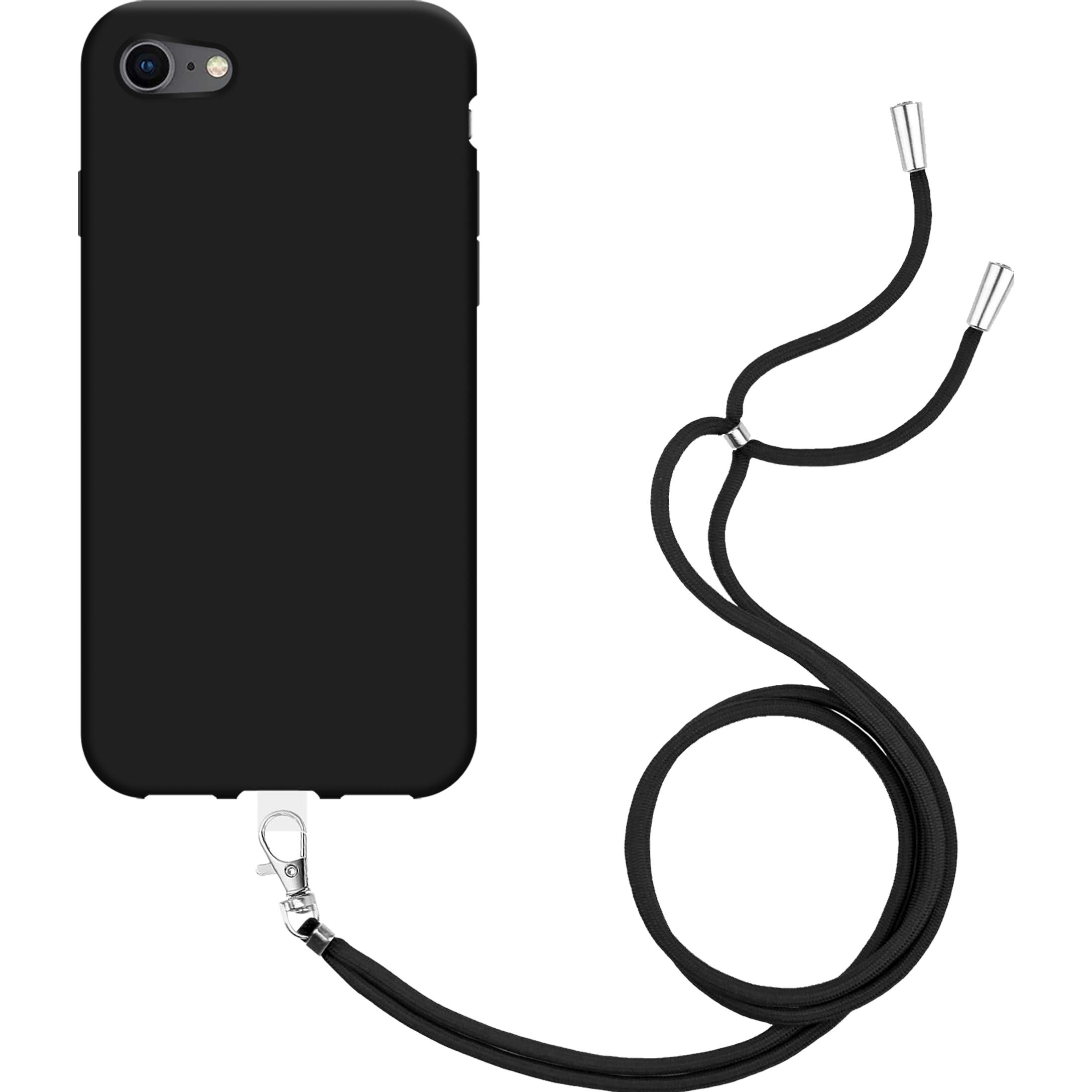 Thumbnail - Cazy Handykette Hülle Kompatibel mit iPhone SE 2020 - Silikon Handyhülle mit Band Necklace Hülle -, Handykette, Schwarz