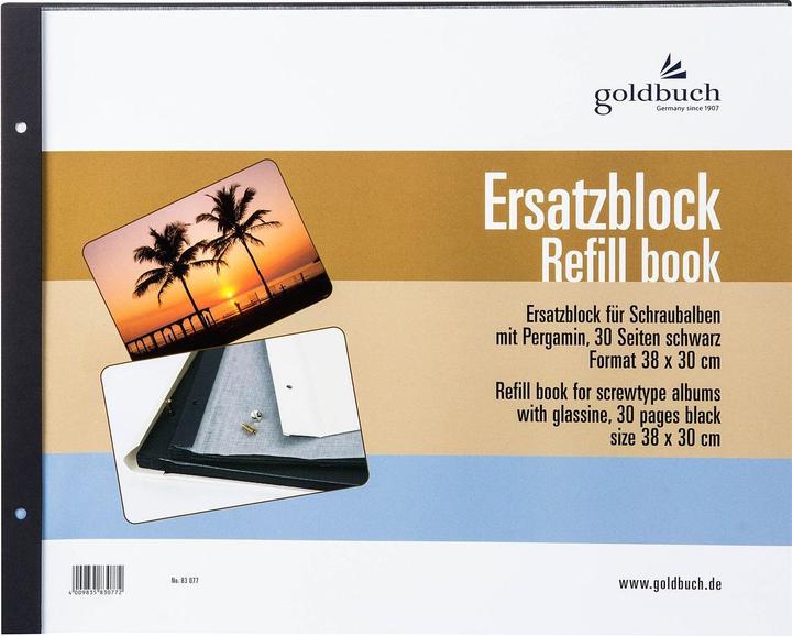 Productafbeelding Goldbuch Vervangingsblok 38x30 30 pagina's zwart + schroeven (30 x 38 cm)