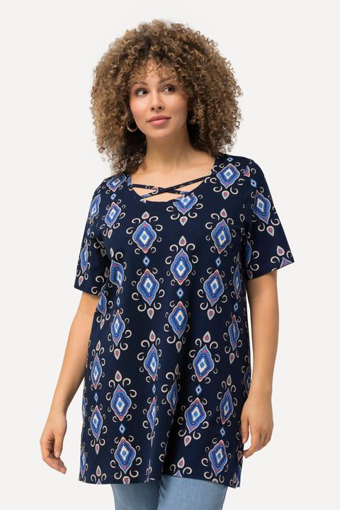 Actual product image Ulla Popken Abstract Print Short Sleeve Knit Tunic (42, 44)